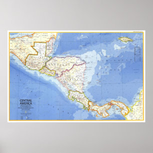 " Central America: 1973 Detailed MAP ... Poster