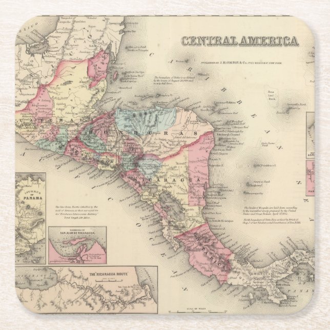 Central America 5 Square Paper Coaster (Front)