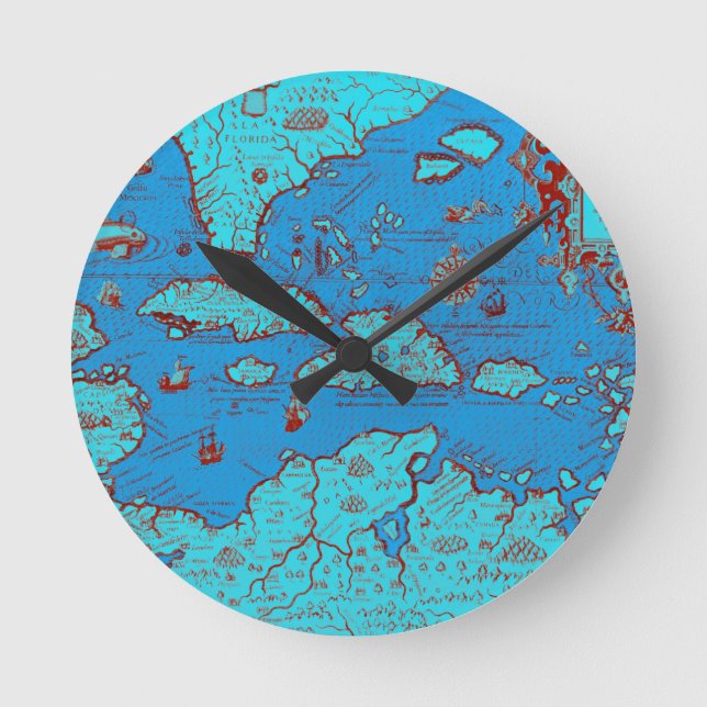 Central America ('America Occidentalis') Round Clock (Front)