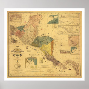 Central America Map 1862 Poster