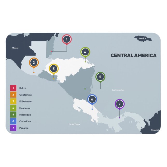Central America Map Magnet (Horizontal)