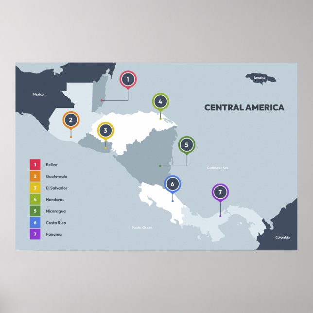 Central America Map Poster (Front)