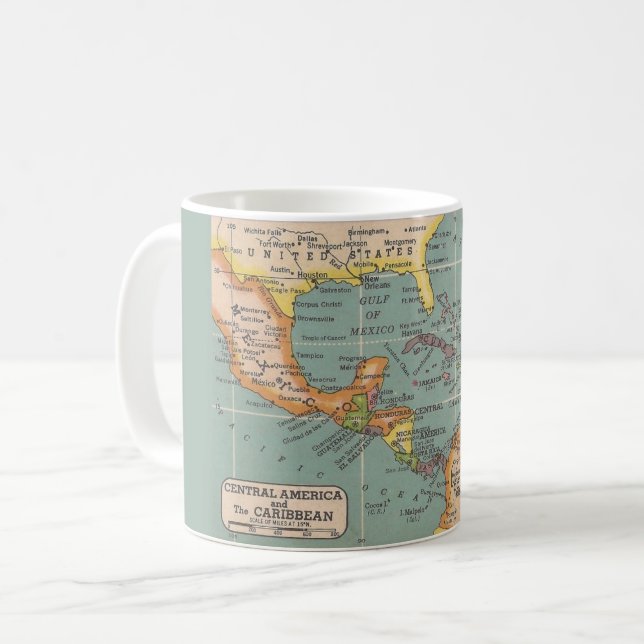 Central America & the Caribbean Colourful Map Mug (Front Left)
