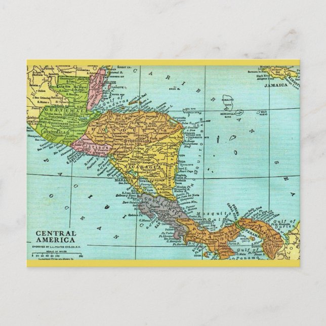 Central America Vintage Map Postcard (Front)