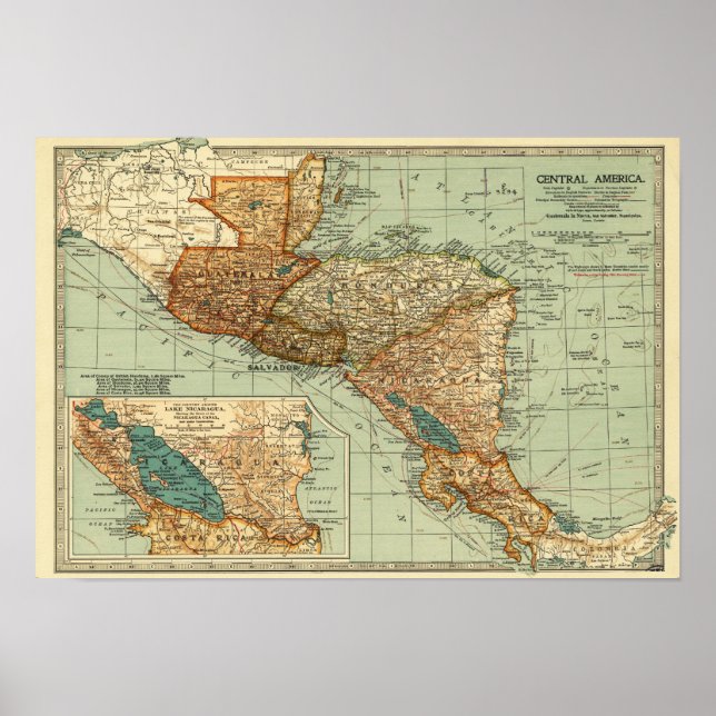 Central AmericaPanoramic MapCentral America 2 Poster (Front)