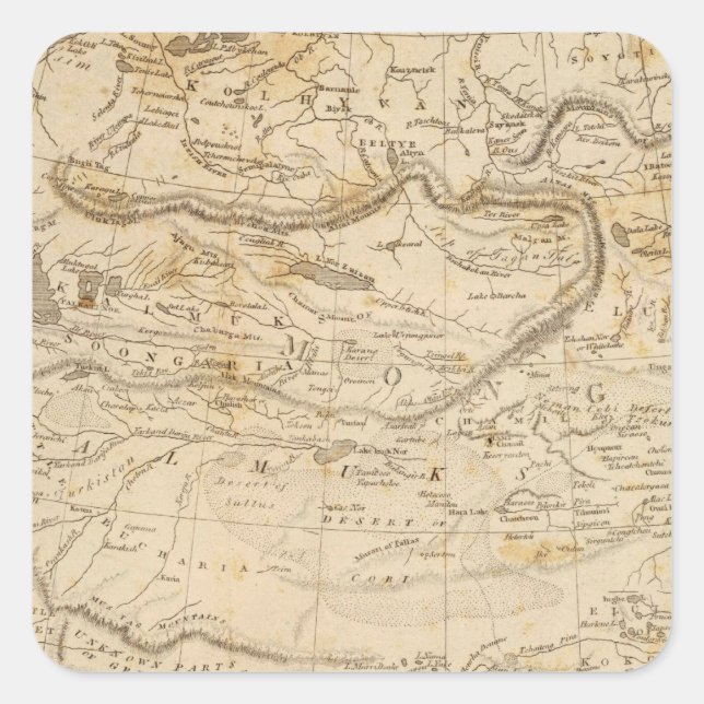 Central Asia Map by Arrowsmith Square Sticker (Front)