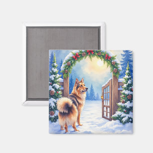 Central Asian Shepherd Snowy Gate Christmas Art Magnet