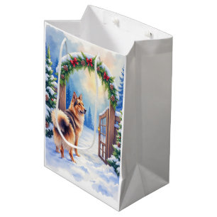 Central Asian Shepherd Snowy Gate Christmas Art Medium Gift Bag