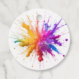 Central Burst of Vibrant Colorful Powders Favour Tags
