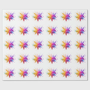 Central Burst of Vibrant Colorful Powders Wrapping Paper