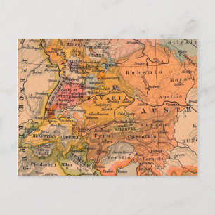 Central Europe Vintage Map Postcard