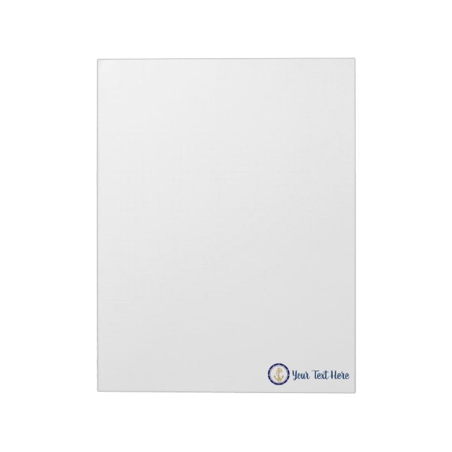 Central Golden Anchor Navy Blue Nautical Notepad (Rotated)