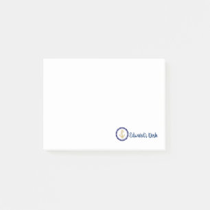 Central Golden Anchor Navy Blue Nautical Post-it Notes