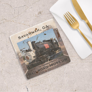 Central of Georgia Railroad Train Photo Stone Coaster