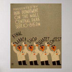 Central Park Barber Shop 1937 WPA Vintage Poster
