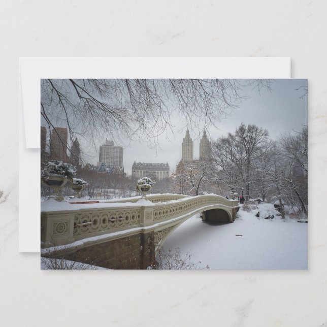 Central Park Bow Bridge - New York  Winter Wedding Invitation (Front)