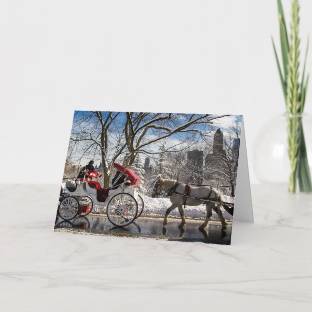 Central Park Carriage Horses Holiday Card (Front)