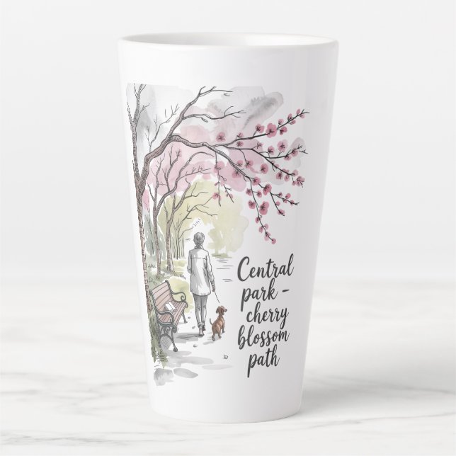 Central Park cherry blossom walkway Latte Mug (Front)