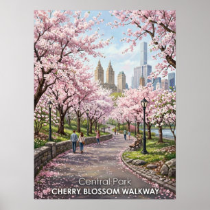 Central Park Cherry Blossom Walkway Poster