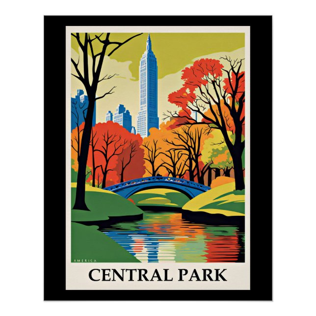 Central Park colourful illustration Poster (Front)