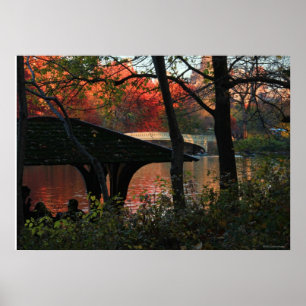 Central Park: Conversation Across From Bow Bridge Poster
