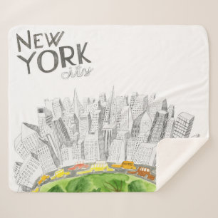 Central Park & New York City Collage Sherpa Blanket