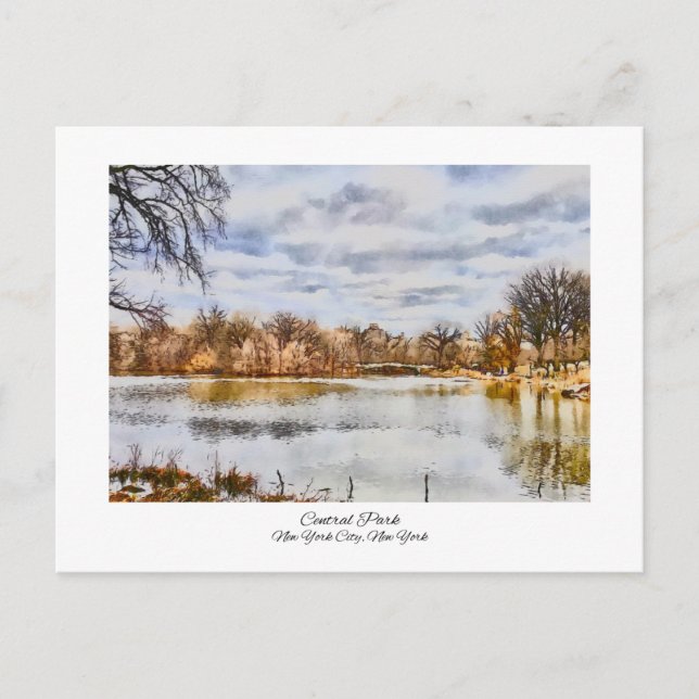 Central Park New York City Watercolor Painting Postcard (Front)