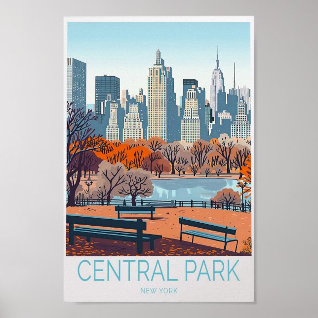 Central Park New York Travel Poster (Front)