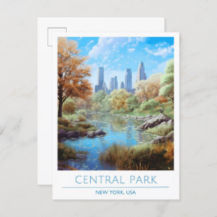 Central Park New York USA Vintage Travel  Postcard