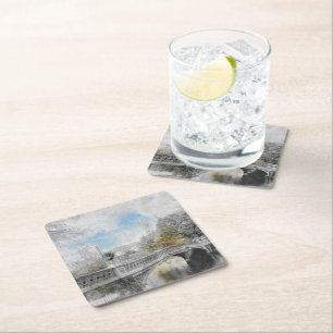 Central Park NYC Watercolor – Romantic New York  Square Paper Coaster