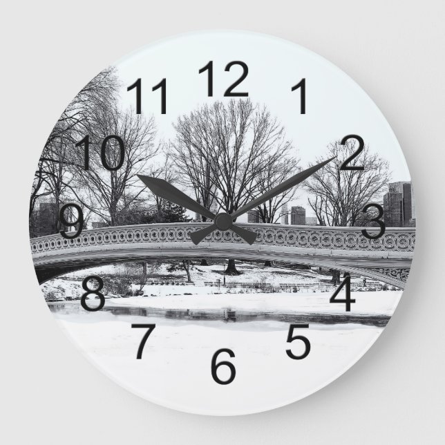 Central Park’s Bow Bridge Photo Large Clock (Front)