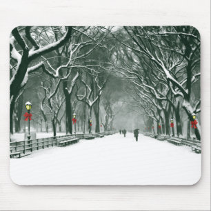 Central Park Snowy Path Mouse Pad