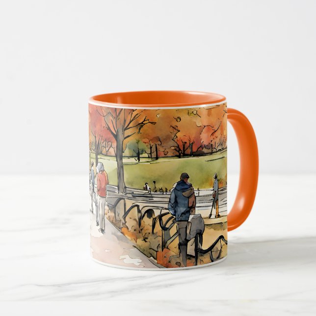Central Park, watercolors, AI-generated, Mug (Front Right)