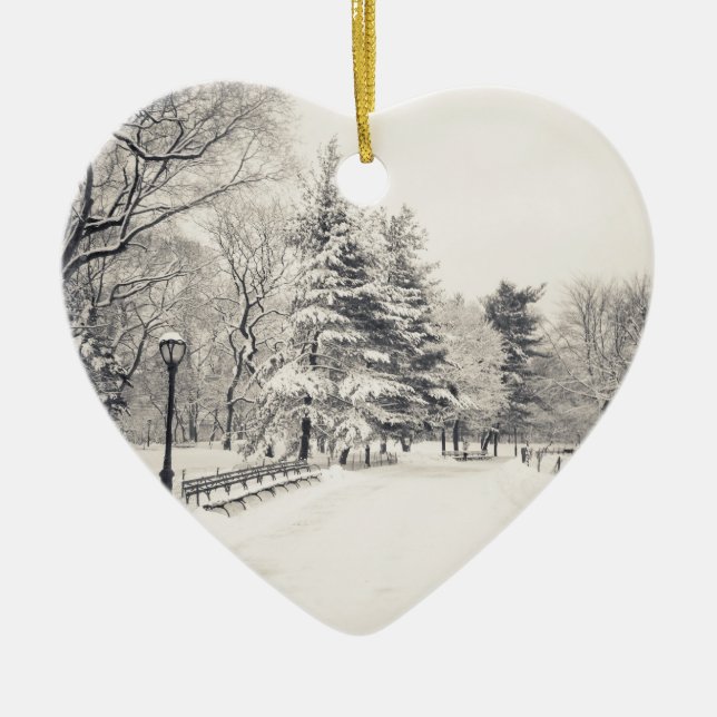 Central Park Winter Path - New York City Ceramic Ornament (Front)