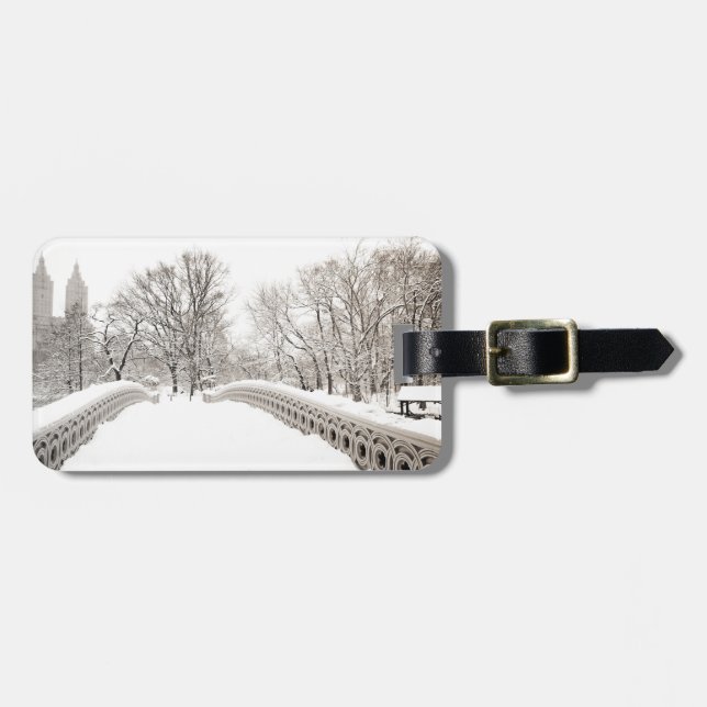 Central Park Winter Romance - Bow Bridge Luggage Tag (Front Horizontal)