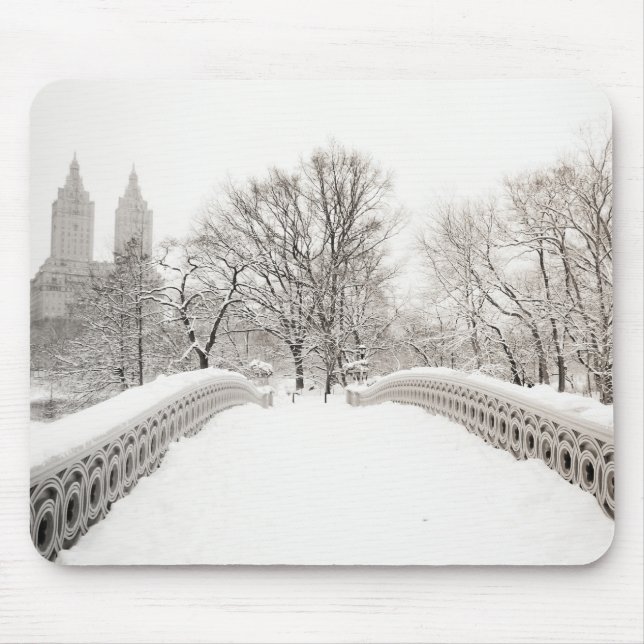 Central Park Winter Romance - Bow Bridge Mouse Pad (Front)