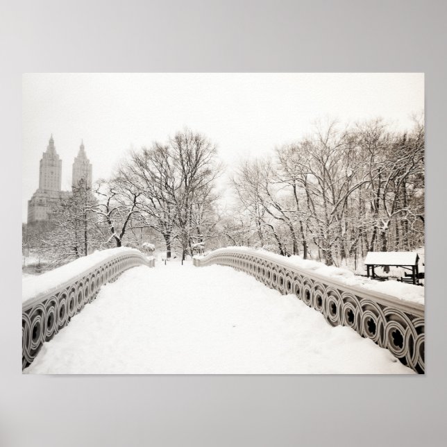 Central Park Winter Romance - Bow Bridge Poster (Front)