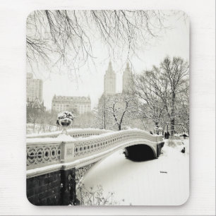 Central Park Winter - Snow on Bow Bridge Mouse Pad
