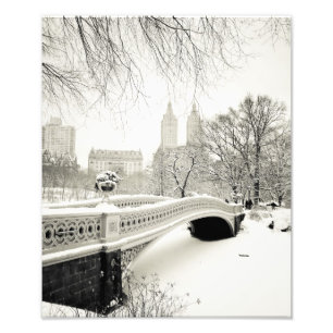 Central Park Winter - Snow on Bow Bridge Photo Print