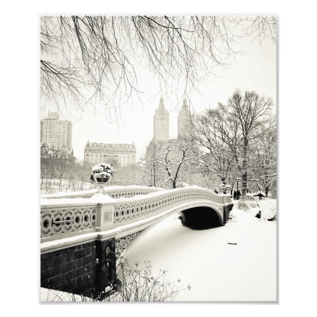 Central Park Winter - Snow on Bow Bridge Photo Print (Front)