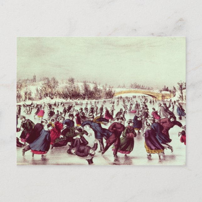 Central Park, Winter: The Skating Carnival Postcard (Front)