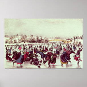 Central Park, Winter: The Skating Carnival Poster