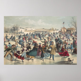 Central-Park, winter. The skating pond. New York Poster