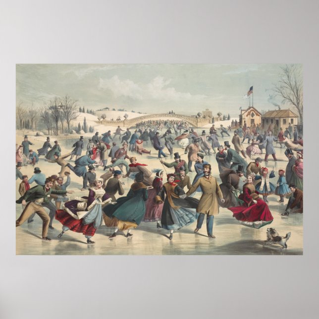 Central-Park, winter. The skating pond. New York Poster (Front)