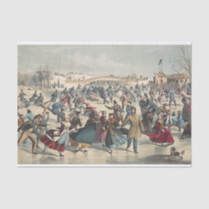 Central-Park, winter. The skating pond. New York Tissue Paper