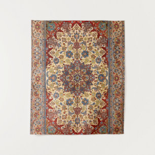 Central Persia Blue Symmetrical Stars  Tapestry