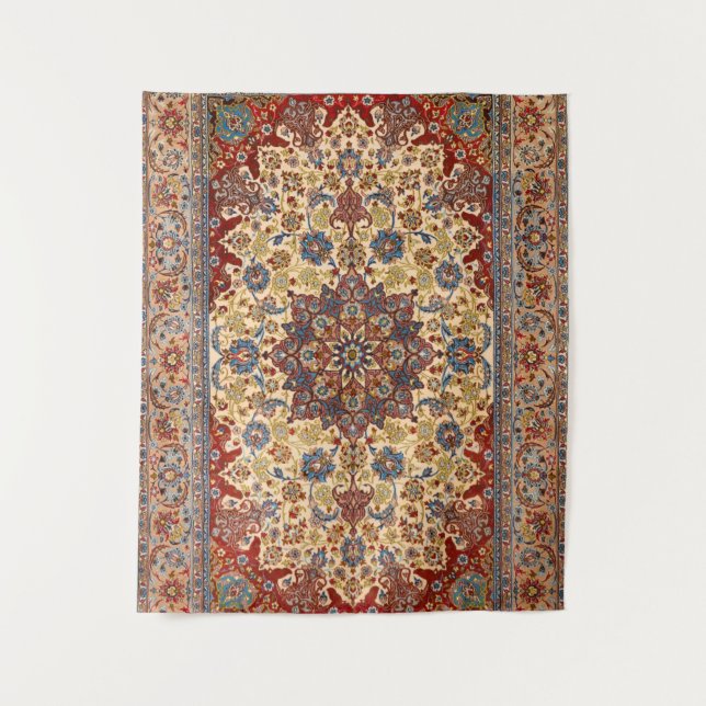 Central Persia Blue Symmetrical Stars  Tapestry (Front)