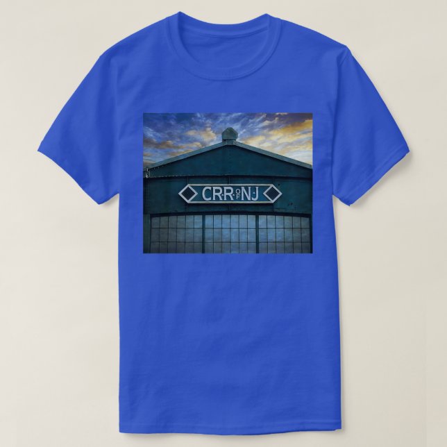 Central Railroad of New Jersey train terminal shed T-Shirt (Design Front)