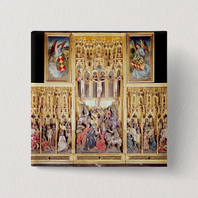 Central section of the Ambierle Altarpiece 15 Cm Square Badge (Front)