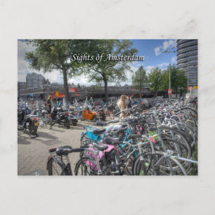 Central Station Bicycle Park, Sights of Amsterdam Postcard